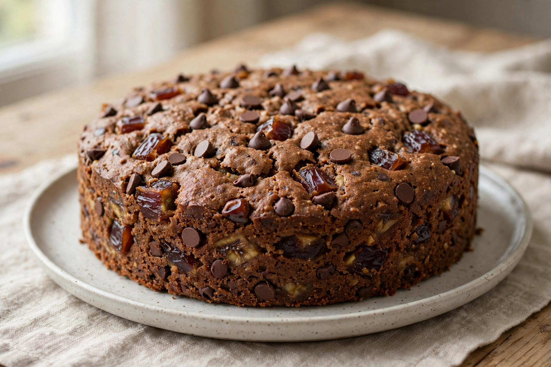 Sugar Free Dates Banana Chocolate Cake | Eggless & Without Oven finished dish