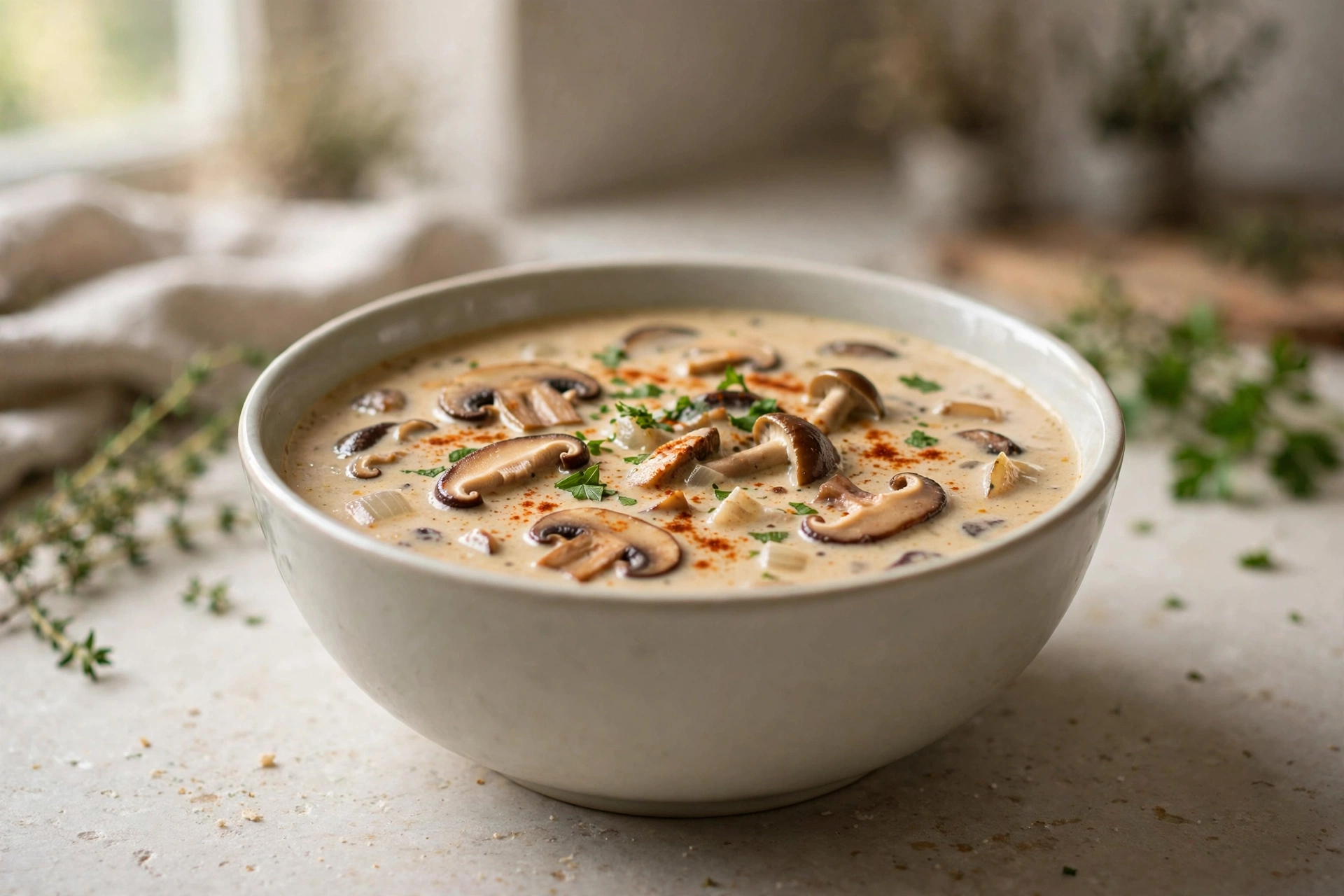 Cream of Mushroom Soup finished dish