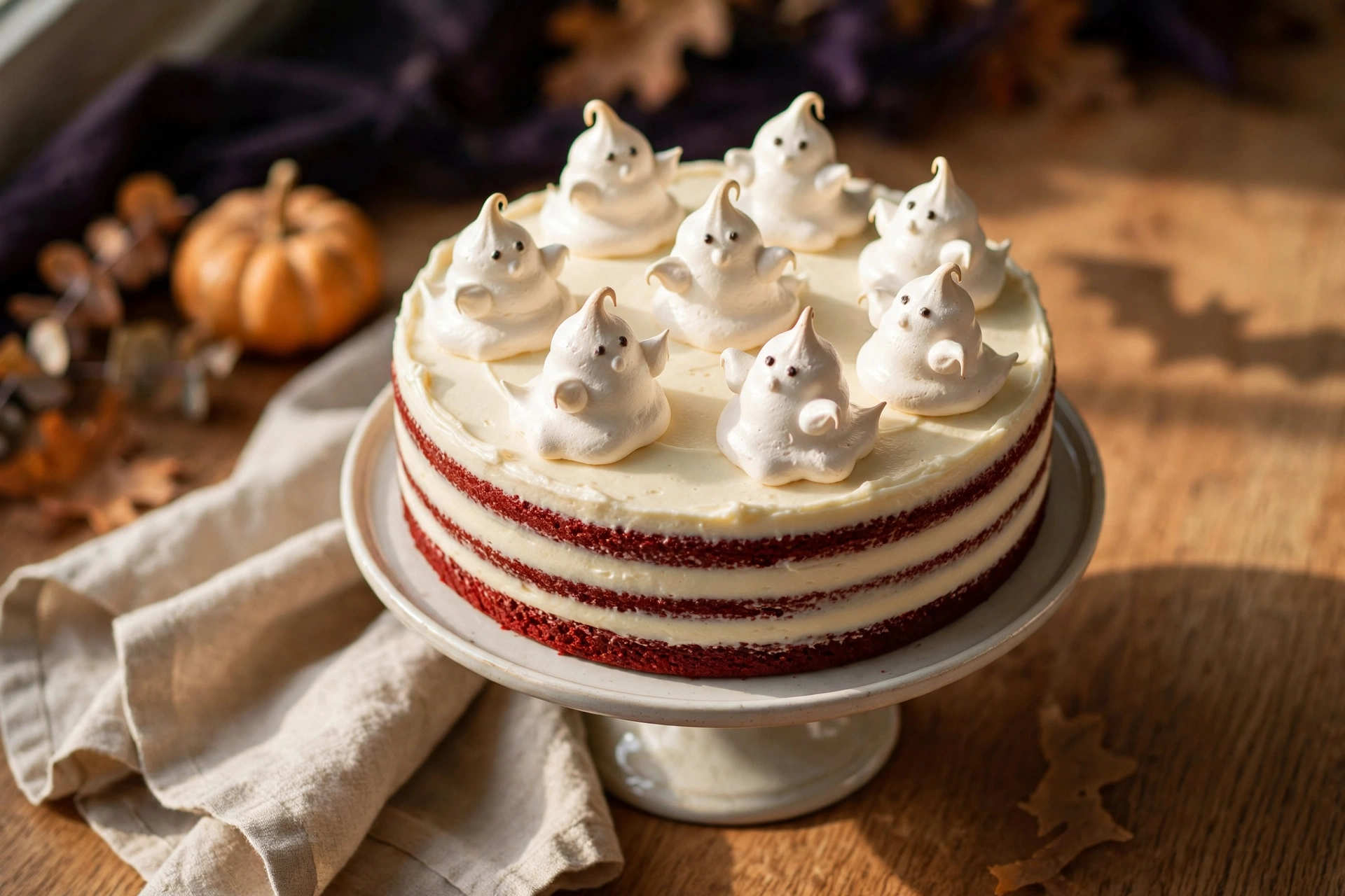Meringue Ghost Halloween Cake by The Scran Line — recipe image