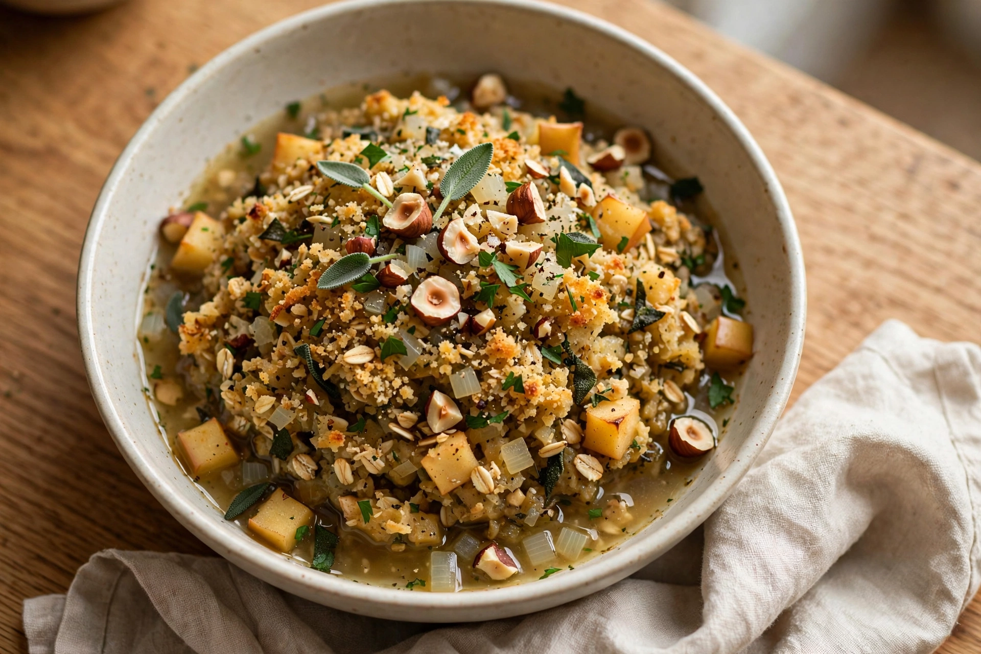 Crispy Sage and Onion Stuffing finished dish