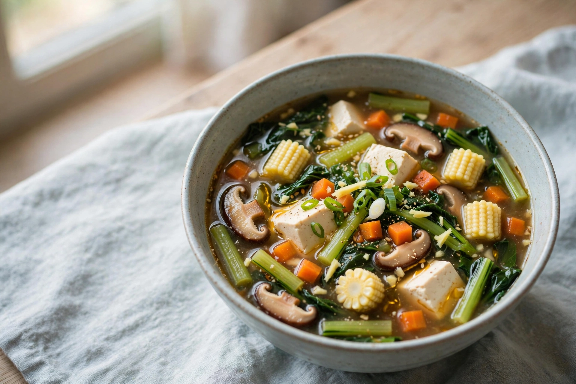 Chinese-Style Vegetable Soup with Tofu by Yeung Man Cooking