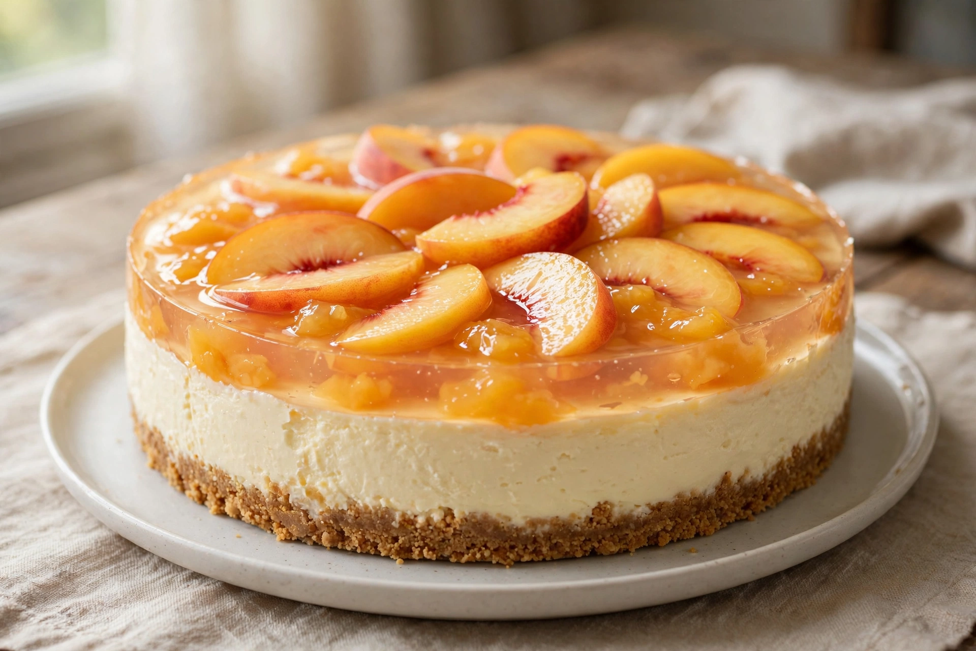 No-Bake Peach Cheesecake by HidaMari Cooking — recipe image