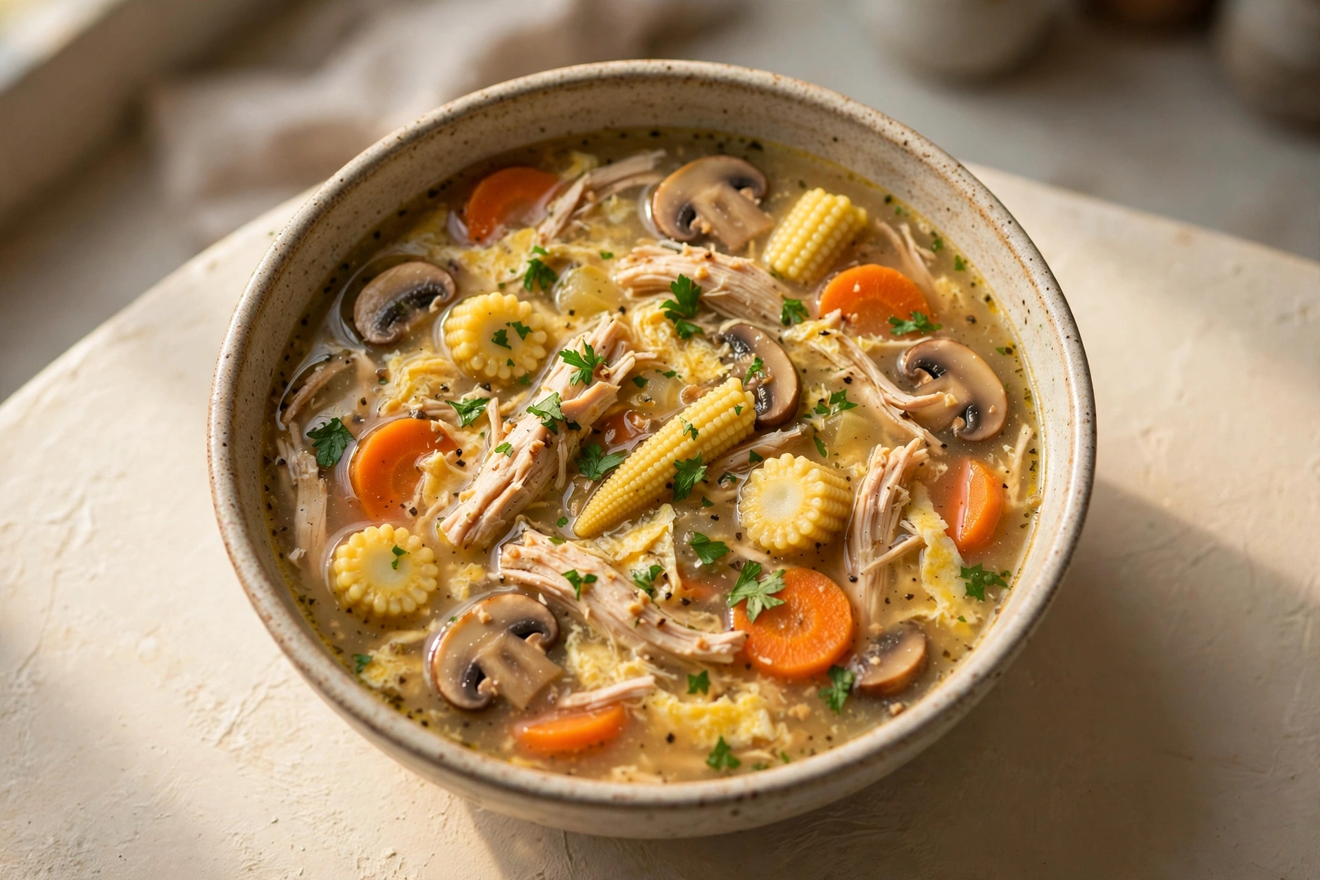 Chicken Vegetable Soup with Egg Ribbons by 1000 Soups