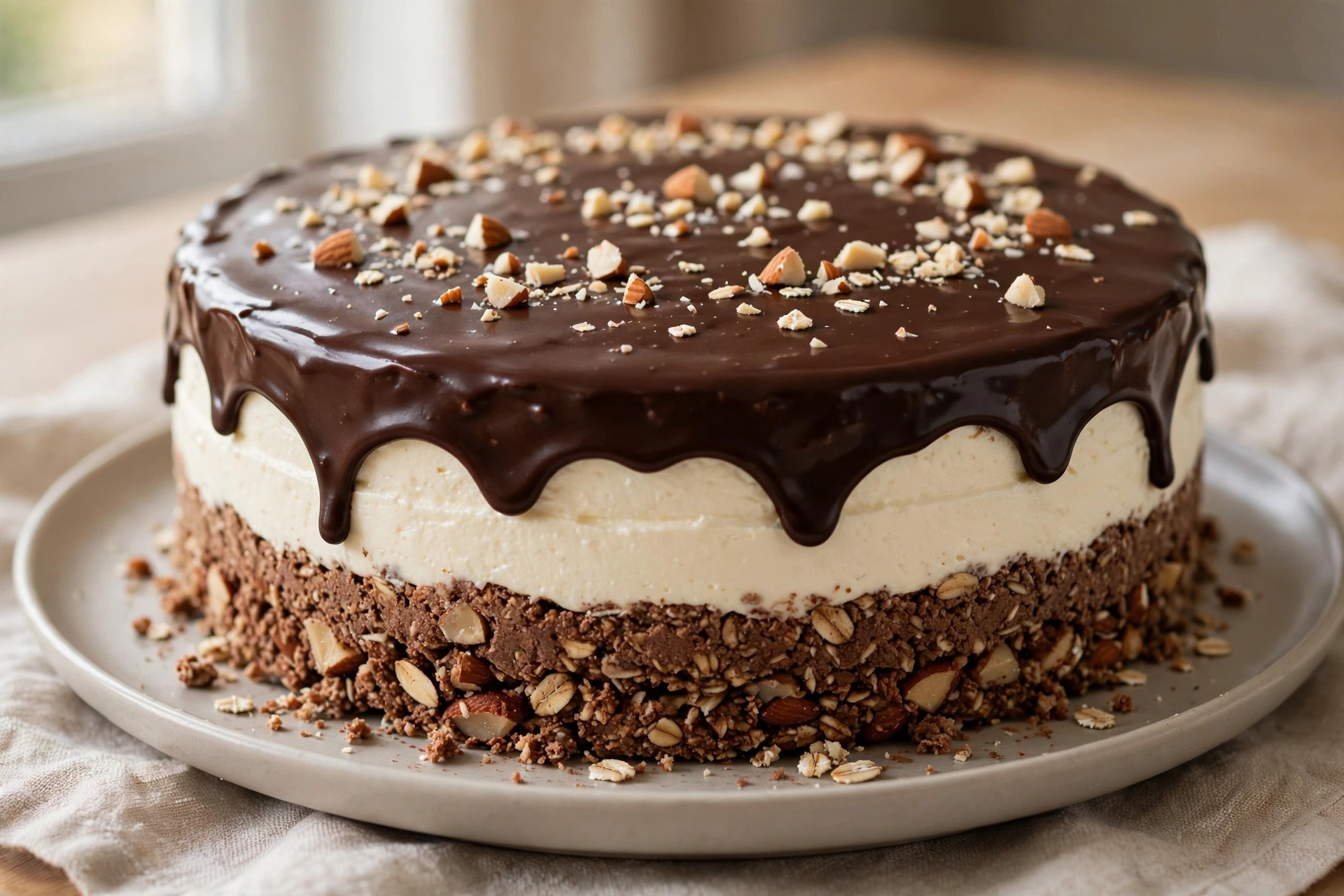 No-Bake Banana Oat Chocolate Cake by Whisk Takers — recipe image