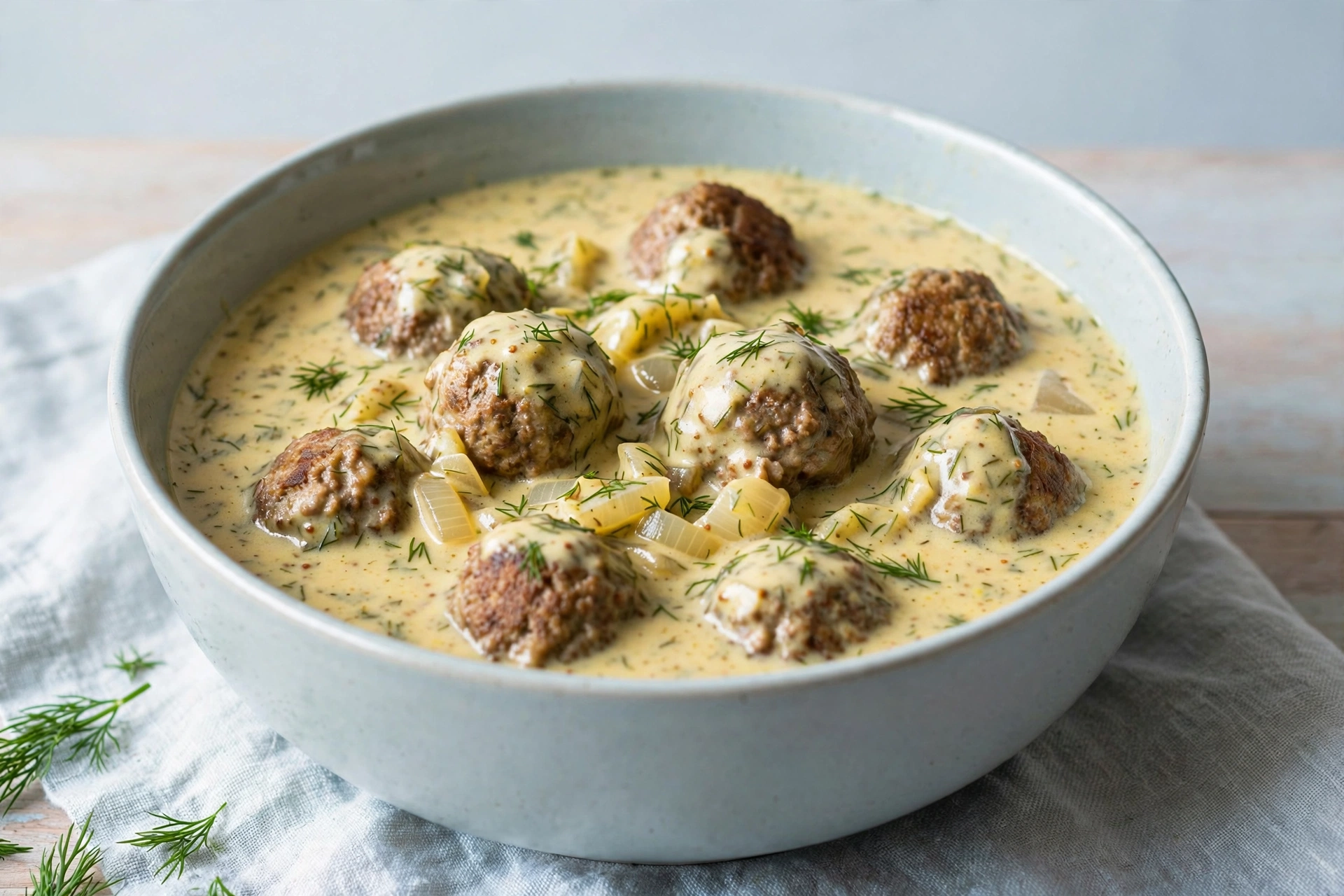 Swedish Meatballs with Cream Gravy finished dish