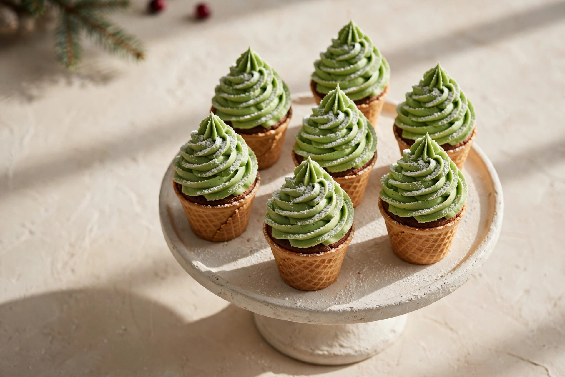 Christmas Tree Cupcakes finished dish