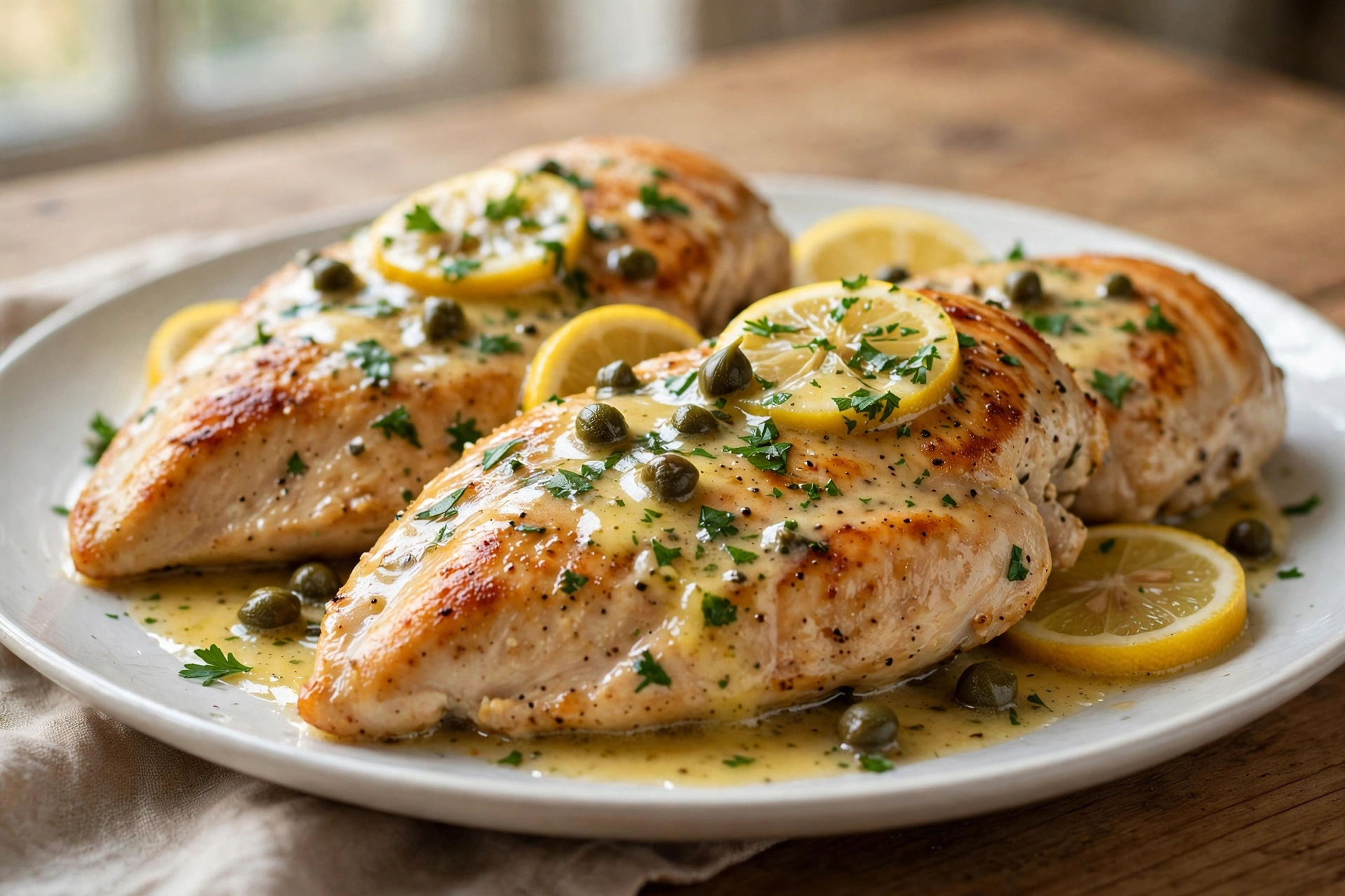 Chicken Piccata finished dish