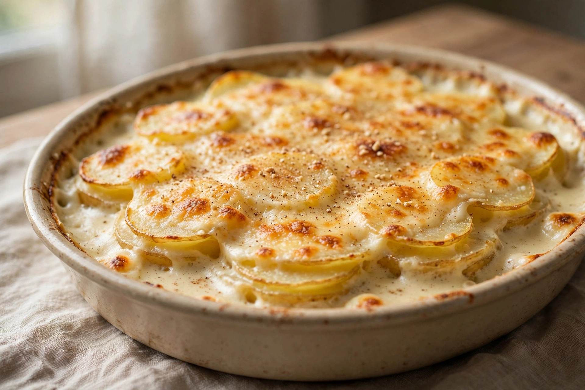 Restaurant-Style Dauphinoise Potatoes finished dish