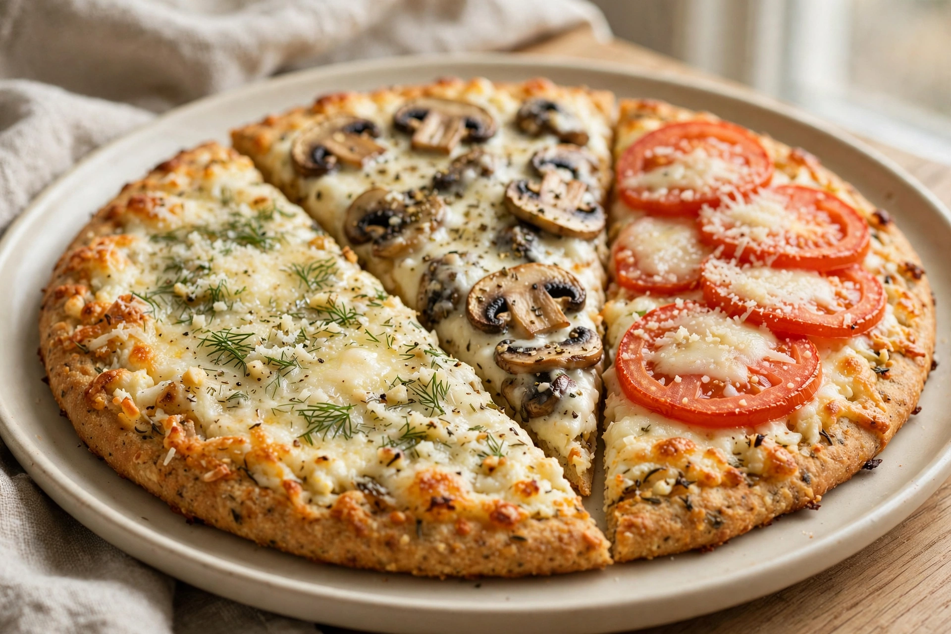 Cottage Cheese Flatbread – 3 Easy Topping Ideas finished dish