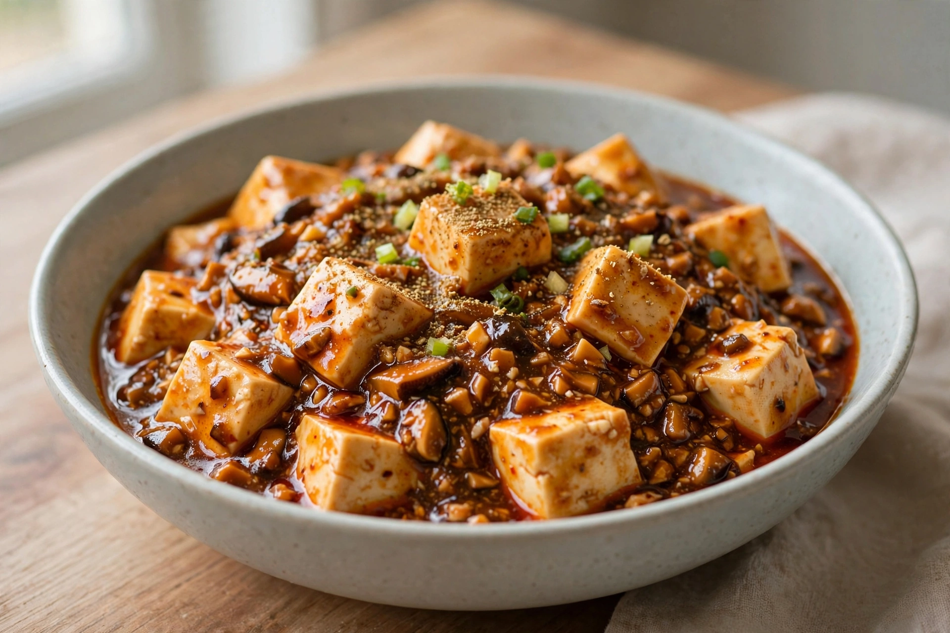 Vegetarian Mapo Tofu finished dish