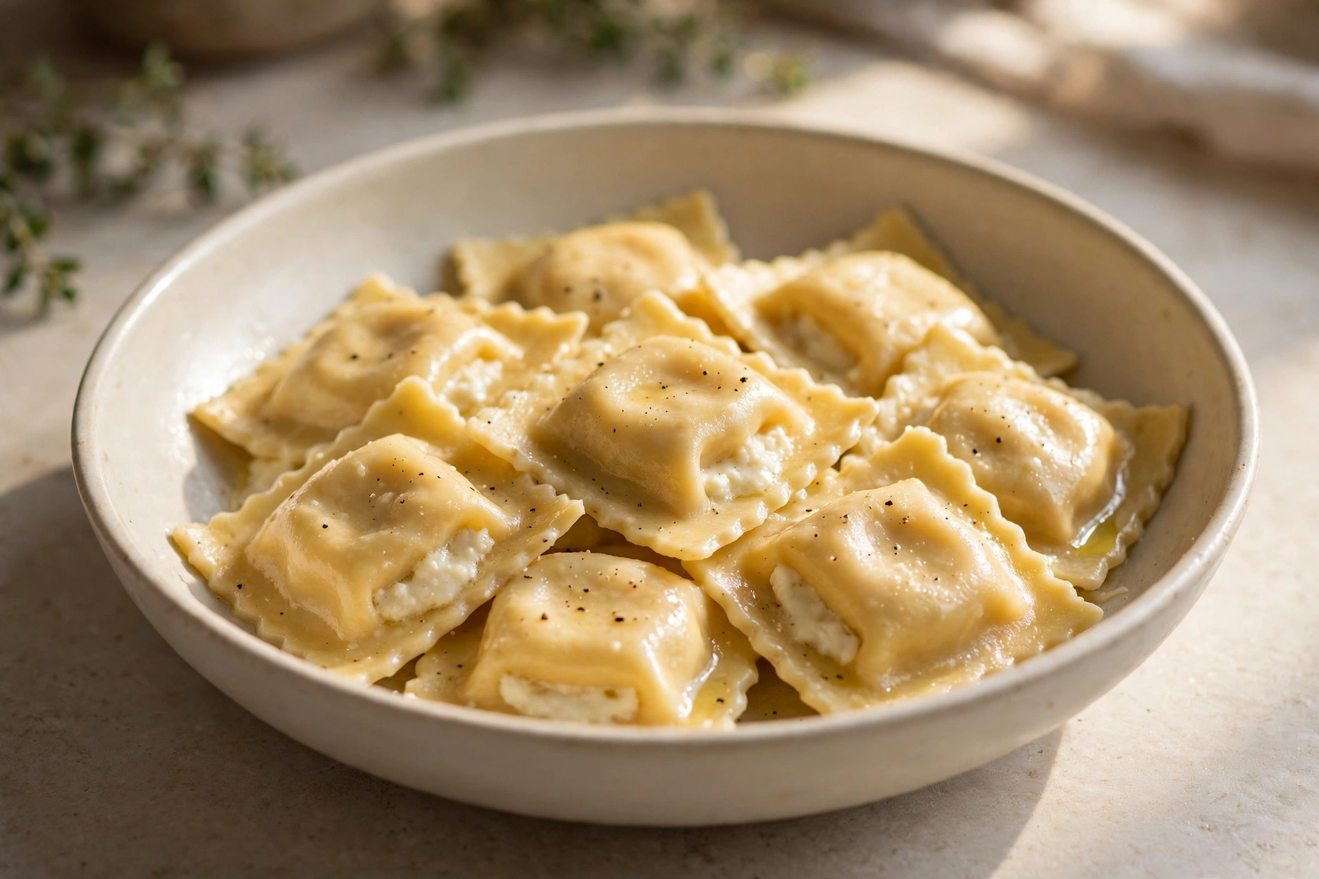 Cheese Ravioli finished dish