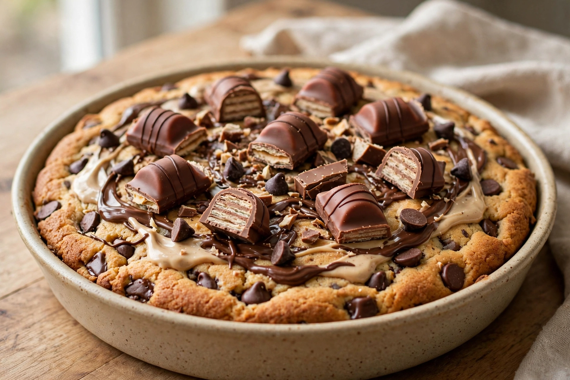 Nutella and Kinder Bueno Cookie Pie by Fitwaffle Kitchen — recipe image