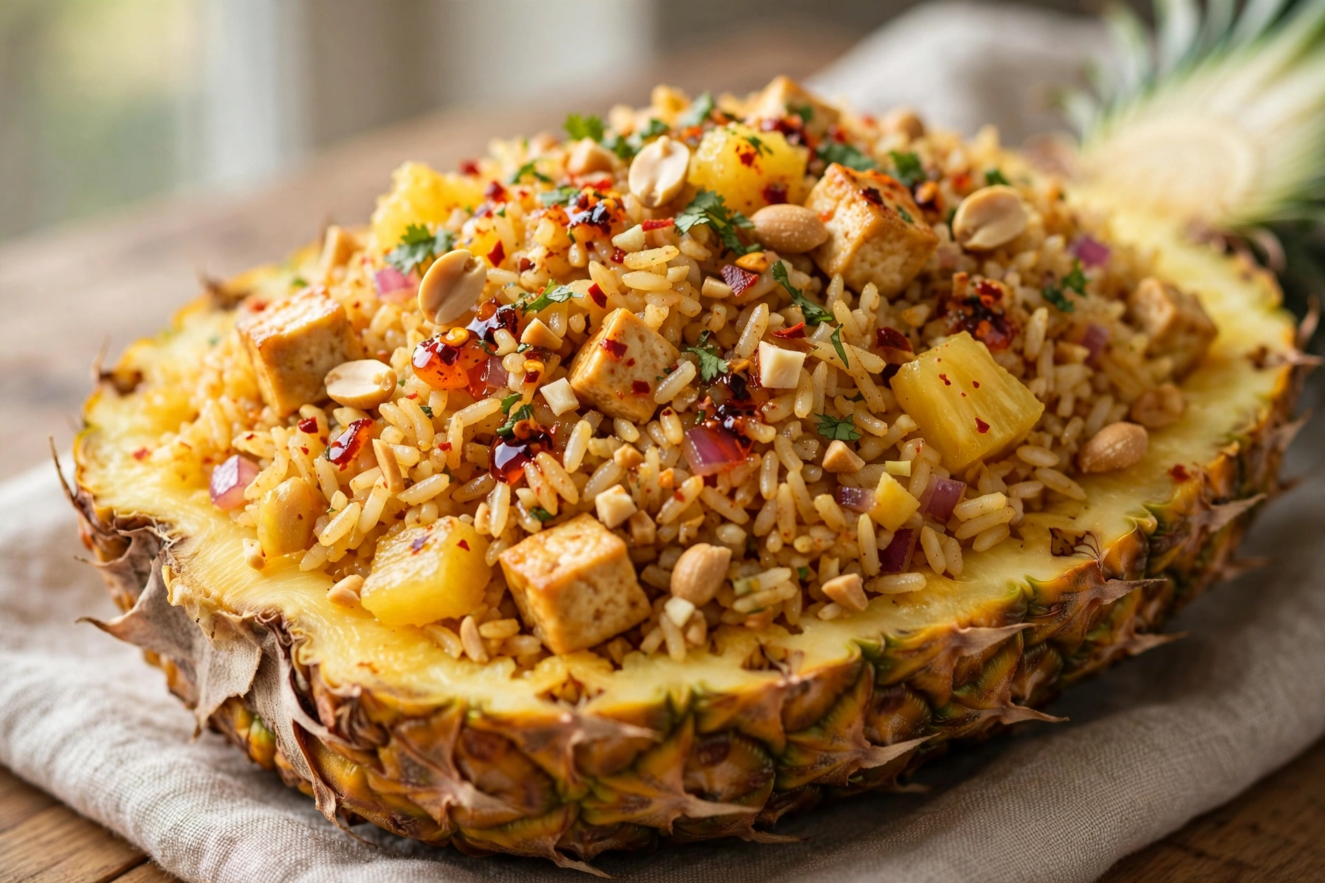 Pineapple Fried Rice with Tofu and Curry by Yeung Man Cooking — recipe photo