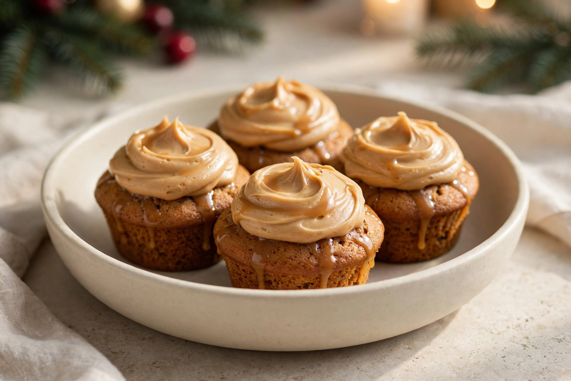 Caramel Gingerbread Cupcakes finished dish