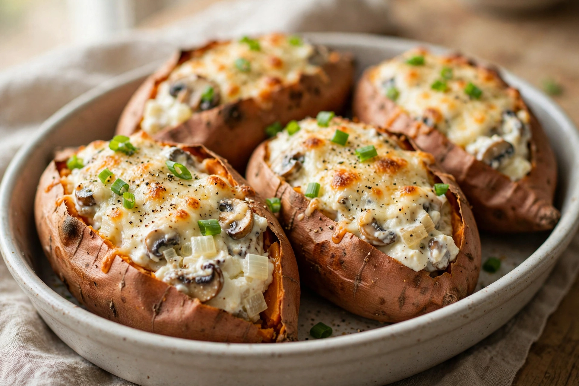 Baked Sweet Potatoes with Cream Cheese finished dish