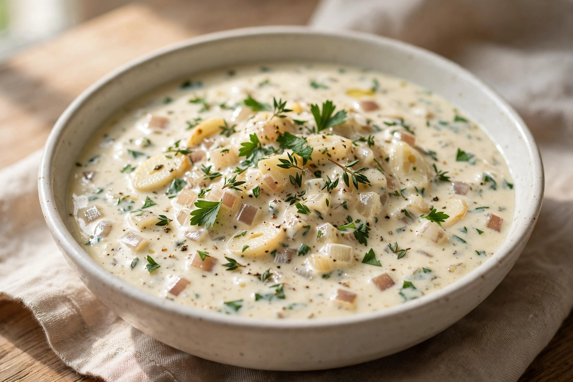 Creamy Garlic and Herb Sauce finished dish
