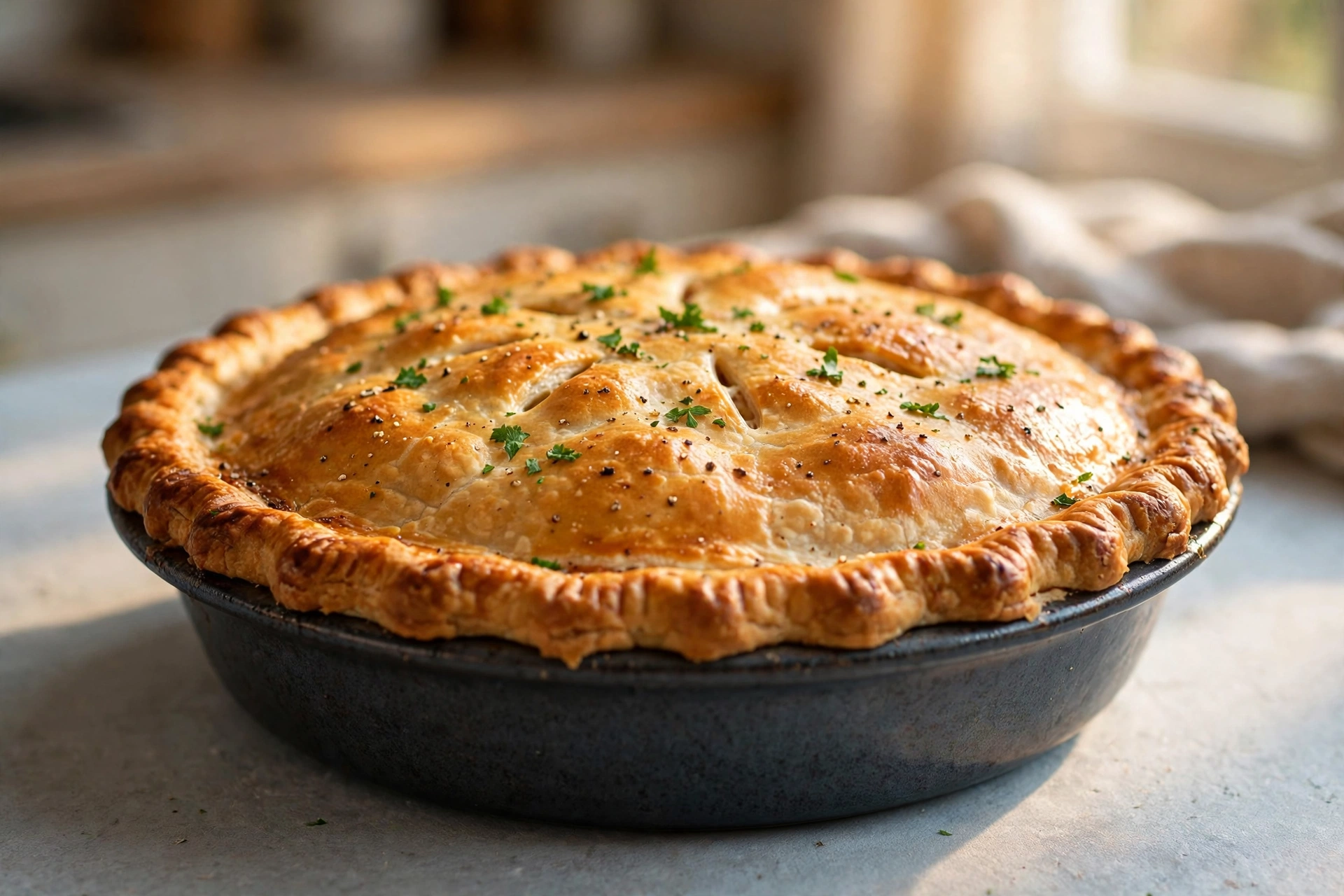 Chicken Pot Pie with Mushrooms finished dish