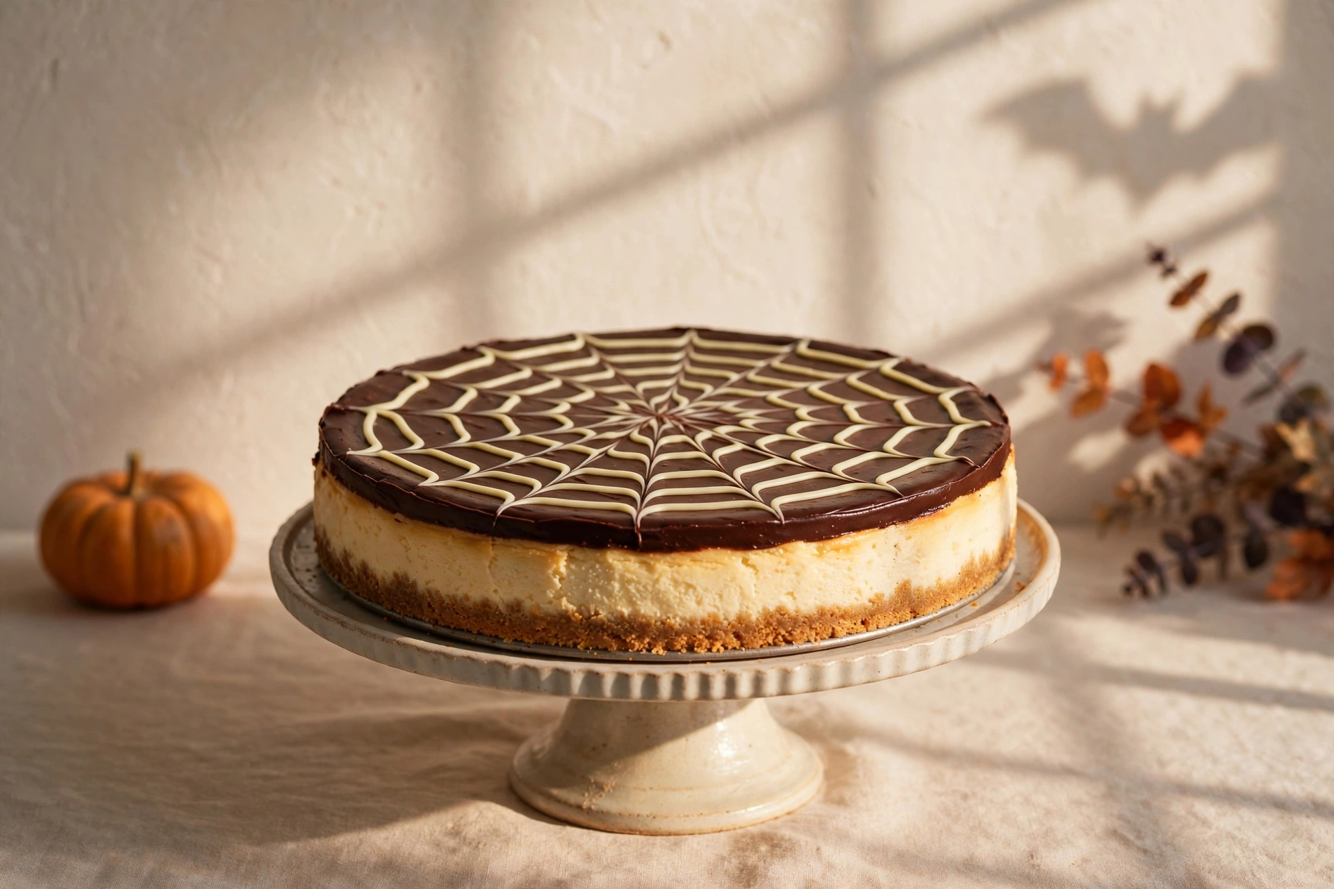Halloween Spider Web Cheesecake by Rain's Kitchen and Garden — recipe image