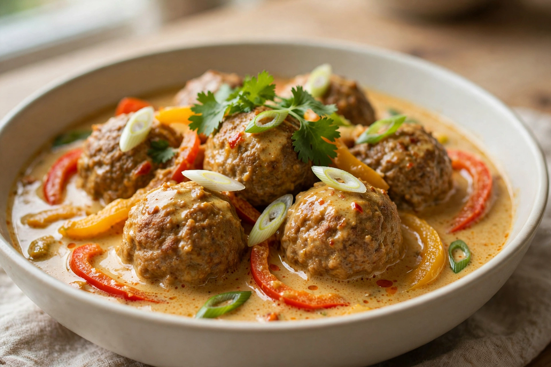Thai Turkey Meatballs in Coconut Curry Sauce by High Protein Recipes with Scott Baptie — recipe image