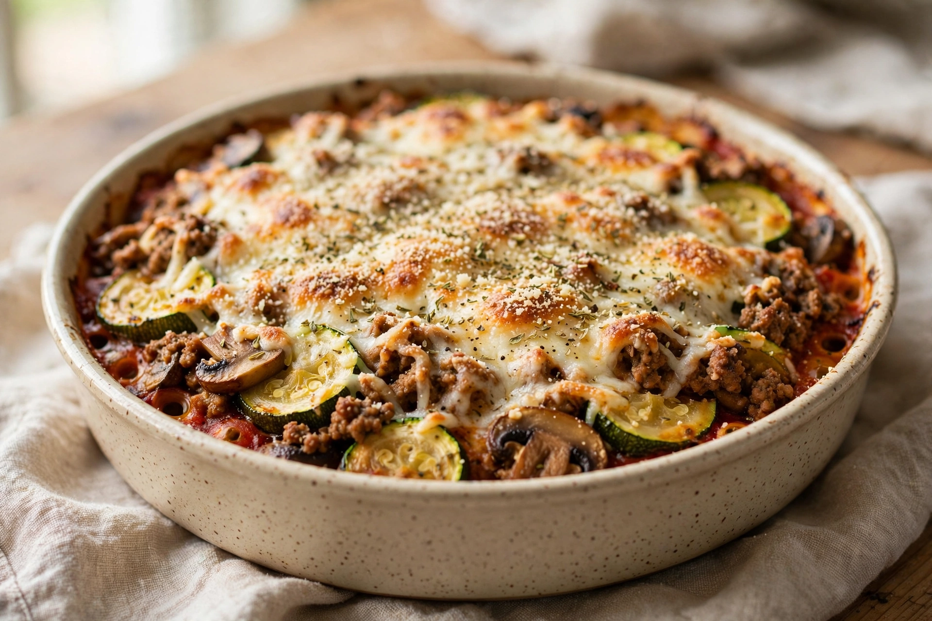 Zucchini Ground Beef Bake finished dish