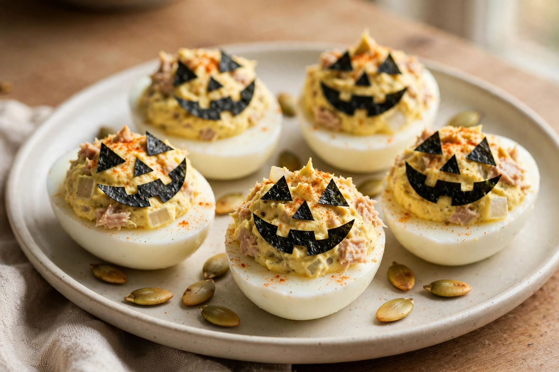Halloween Jack-O'-Lantern Deviled Eggs by ochikeron