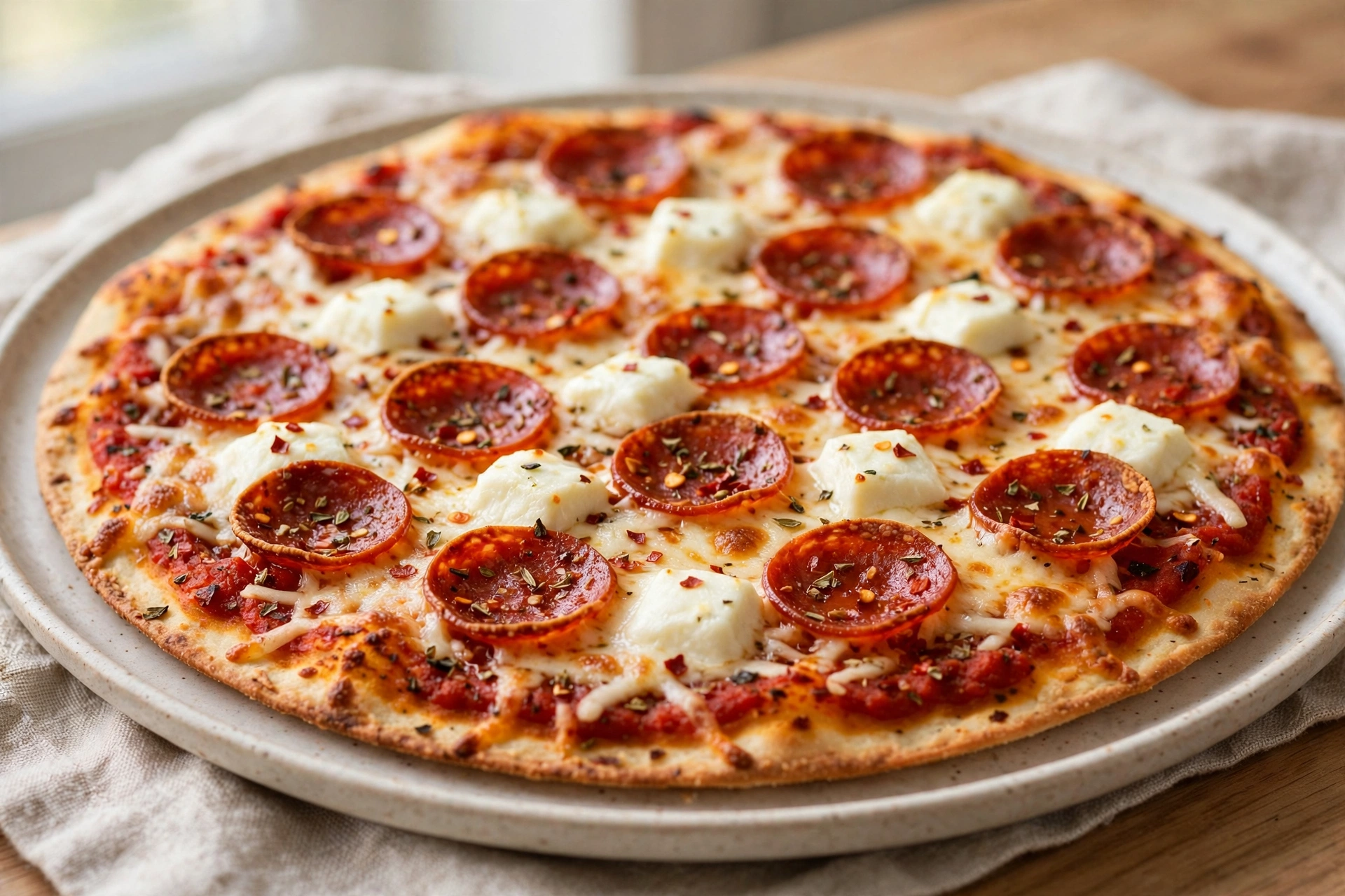 Gluten-Free Thin-Crust Pizza finished dish