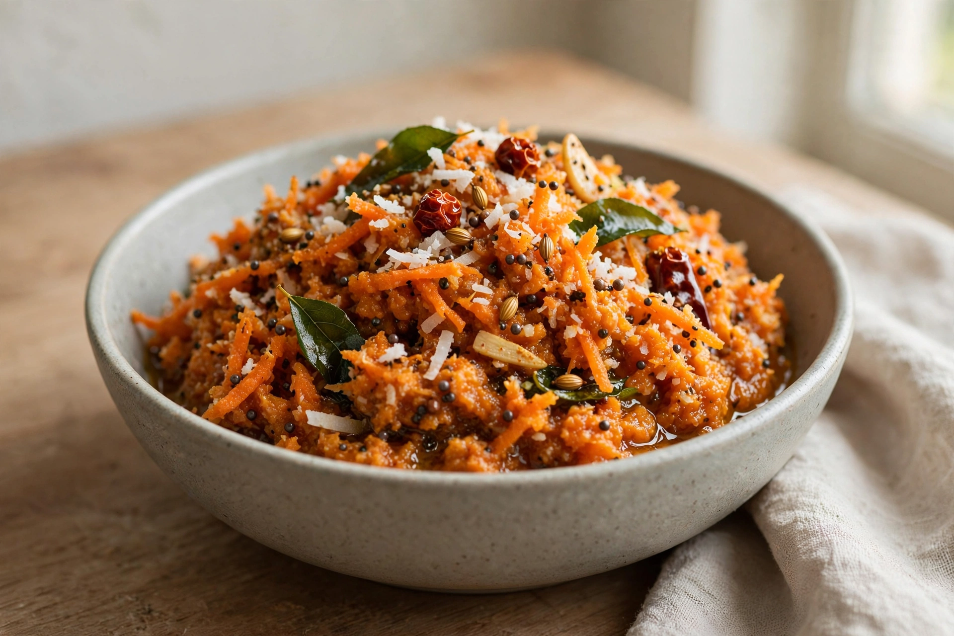 Spiced Carrot and Coconut Chutney finished dish