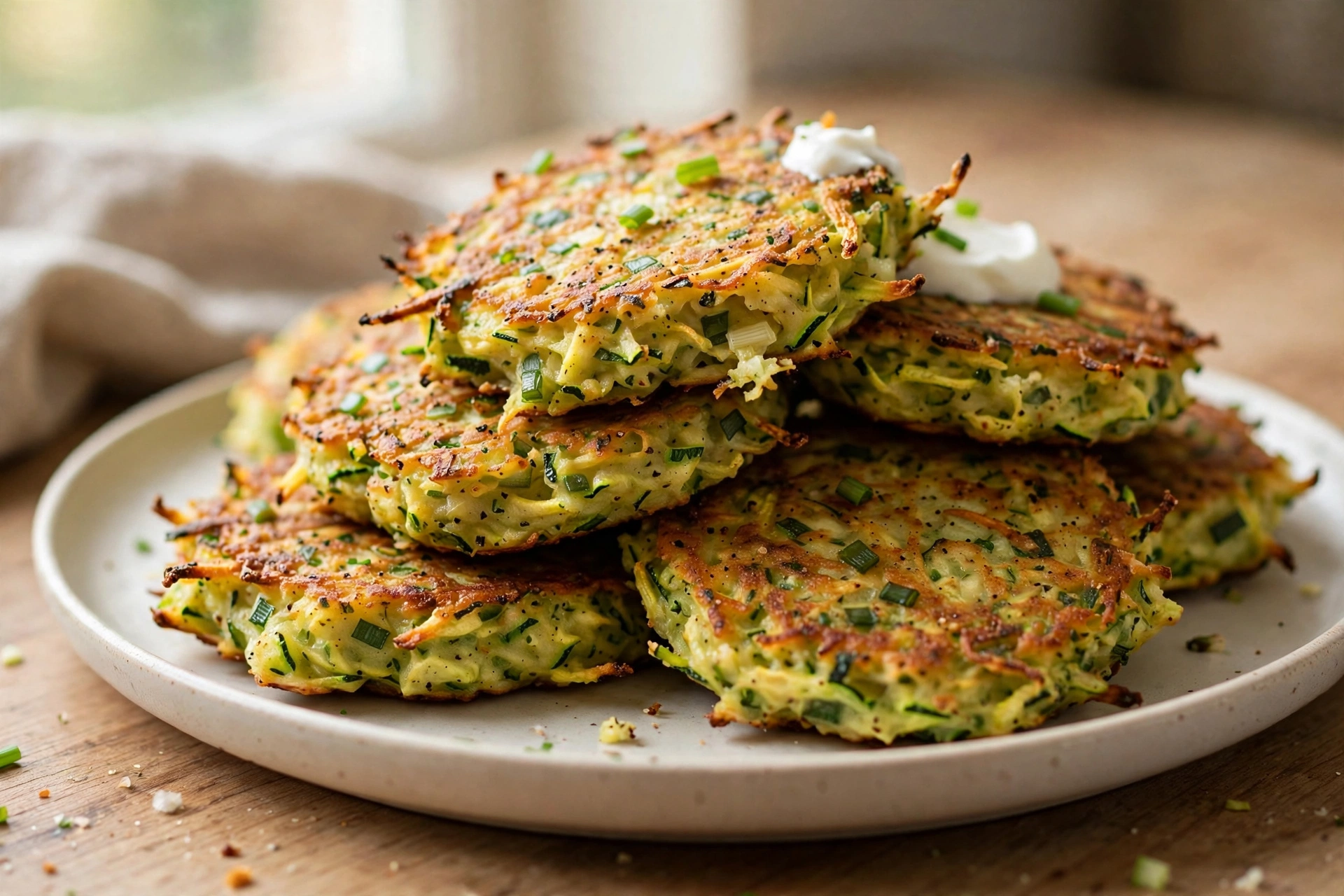 Zucchini Fritters finished dish