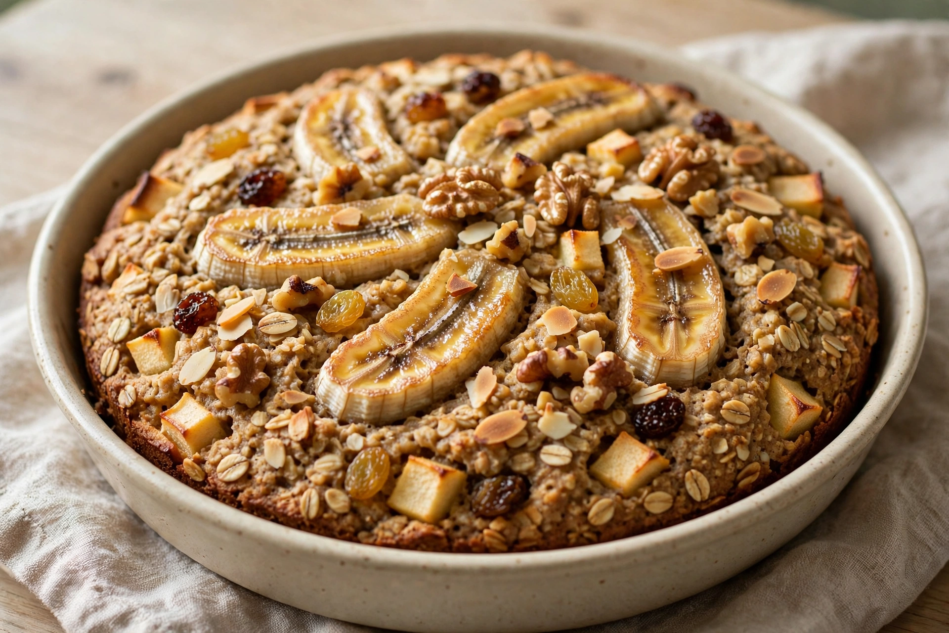 Banana and Apple Oatmeal Breakfast Cake by SchlichtLecker