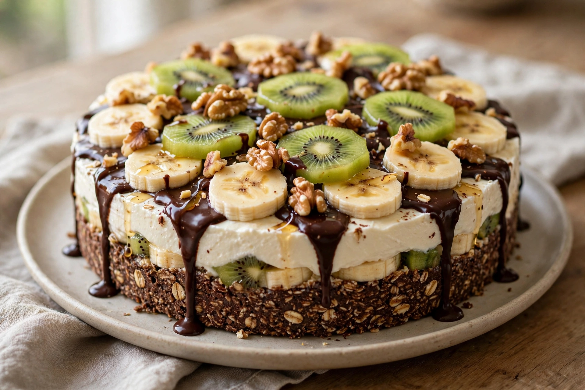 Fruchtiger Quark-Hafer-Kuchen ohne Backen finished dish