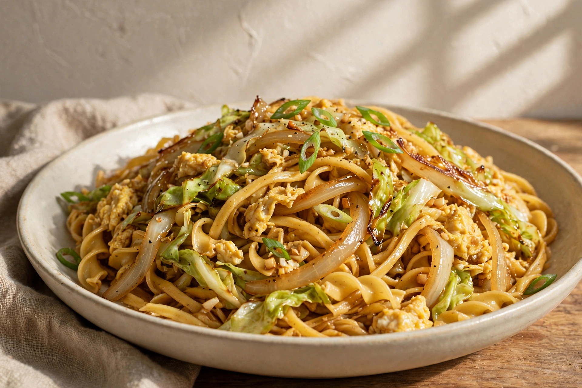 Cabbage and Egg Noodles finished dish